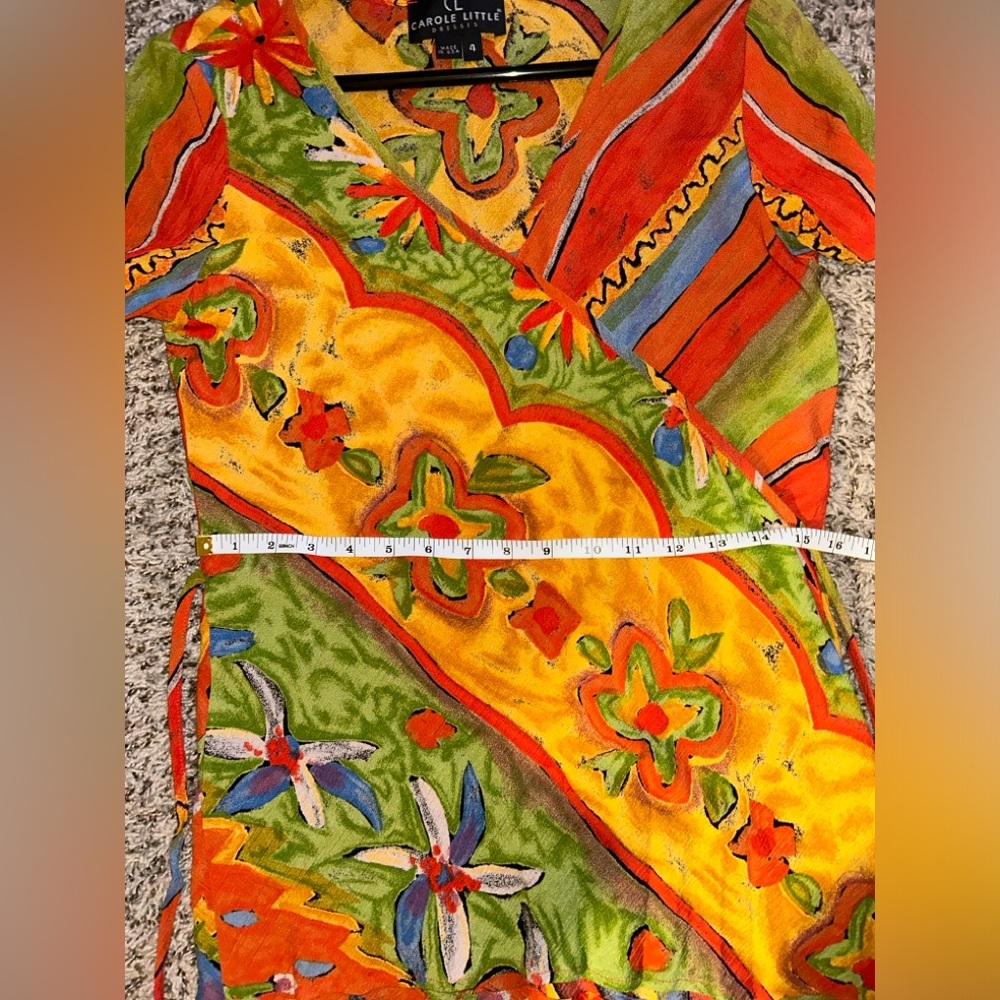 Carole Little Vintage 1990s Red Yellow and Green Maxi Skirt Set Size 4 - Picture 10 of 14